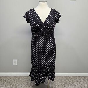 Stop Staring Dress Plus Size 2X Leilani Black Polka‎ Dot Fitted Retro 40s Wiggle